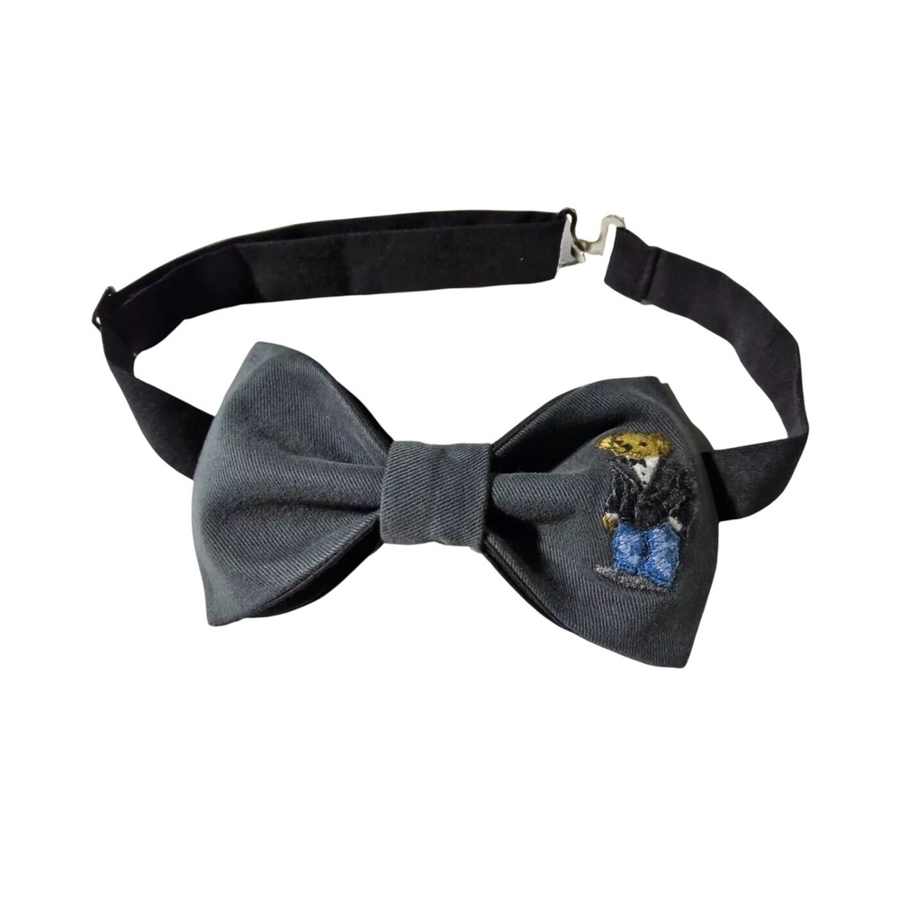 Handmade Charcoal Grey Pre-Tied Bow Tie Tuxedo Bear ar